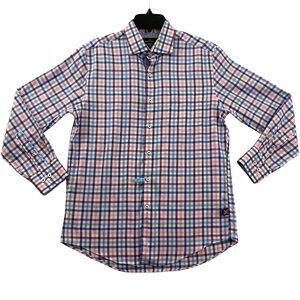 The Savile Row Dress Shirt Mens Sz 15-15.5 32-33 Medium Check Non Iron Slim Fit